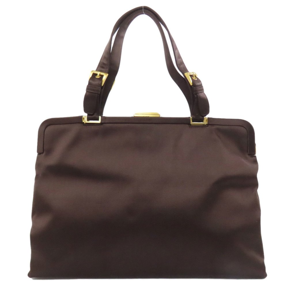 Prada Brown Top-Handle Frame Tote with Gold Hardware